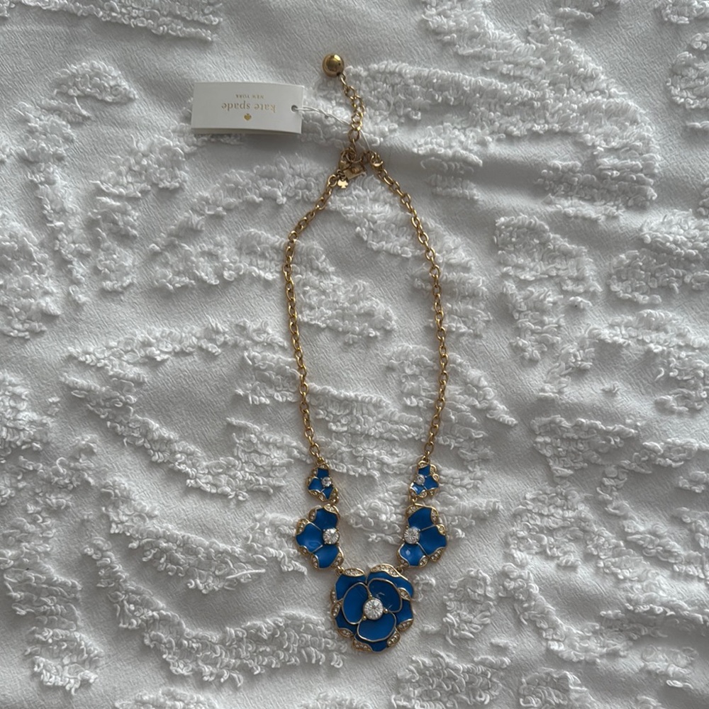 Kate Spade Blue and Gold Floral Necklace